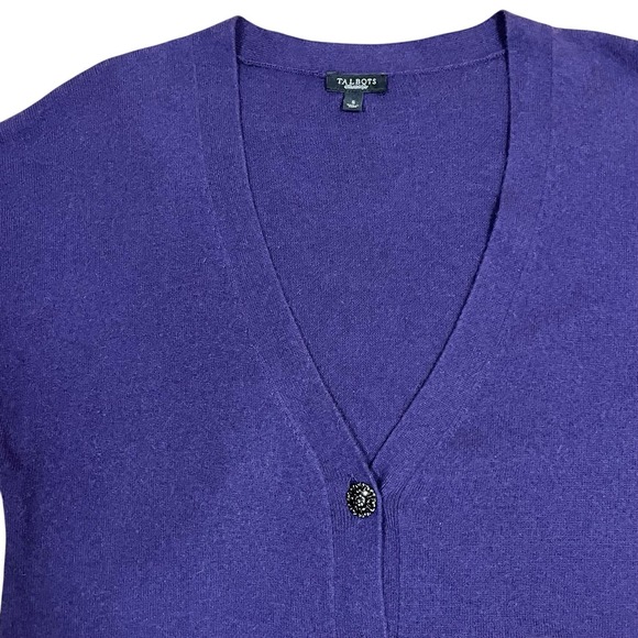 Talbots Purple Cashmere Blend Cardigan Sweater With Jeweled Buttons Purple Sz S - Picture 5 of 10